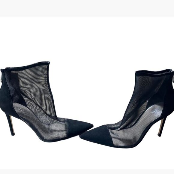 Zara Black Mesh Stiletto Heel Pointed Toe Ankle Boots Size 40 Euro/9.5 US EUC - Picture 4 of 14